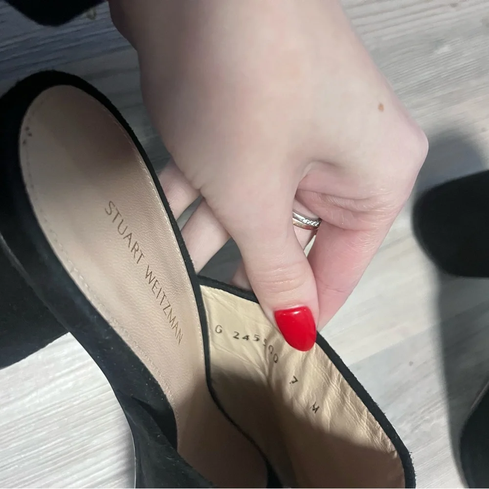 Stuart Weitzman Black Women's Heeled mule Sandals - Picture 2 of 6